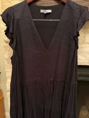 Black flutter sleeve tiered dress